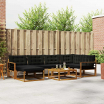 Lauko sofos komplektas su pagalve 19 pcs Natūrali ir juoda