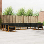 Lauko sofos komplektas su pagalve 10 pcs Natūrali ir juoda