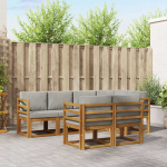 Lauko sofos komplektas 7 pcs Natūrali ir &scaron;viesiai pilka