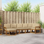 Lauko sofos komplektas su pagalve 7 pcs Natūralus ir bežinis