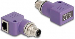 Delock M12 Adapteris D-kodiert 4 Pin Stecker zu RJ45 Buchse Cat.5e mit Befestigungsloch 90&deg; gewinkelt violett