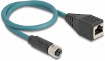 Delock M12 Adapterkabel X-kodiert 8 Pin Buchse zu RJ45 Buchse 50 cm