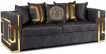 PALLAZO 3S Trivietė sofa, juoda/auksinė, aksominė, modernus žavesys
