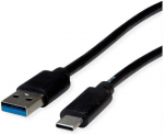 ROLINE RM USB 3.2 Gen 1 Kabelis, A-C, ST/ST, juodas, 0,5 m