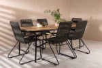Lauko baldų komplektas Venture Design Valgomojo komplektas Holmbeck valgomojo stalas ir Bois valgomojo kėdės 200x90x75 cm juoda