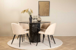 Venture Design Valgomojo stalas ir kėdžių komplektas Marbs 110x75 cm Juodas aksomas 4 kėdės
