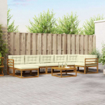 Lauko sofos komplektas su pagalve 8 pcs Natūralus ir grietinėlė