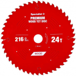 Pjovimo diskas 216x24Tx30mm, Wood PREMIUM, SPECIALIST+