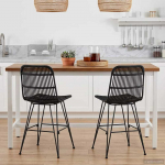 Valgomojo kėdė 2 pcs Juoda 41 x 55 x 85 cm Ratana ir Plienas