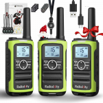 Radioddity vaikų racija PMR446, 16 kanalų, 5 km nuotolis, 2000 mAh baterija, VOX, žalia, PR-T8
