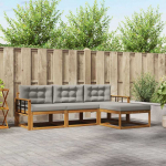 Lauko sofos komplektas 4 pcs Natūrali ir &scaron;viesiai pilka