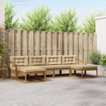 Lauko sofos komplektas su pagalve 6 pcs Natūralus ir bežinis