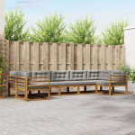 Lauko sofos komplektas 7 pcs Natūrali ir &scaron;viesiai pilka