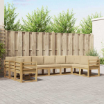 Lauko sofos komplektas su pagalve 10 pcs Balta ir kreminė