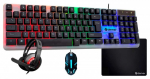 DENVER GCO-610 4 in 1 GAMING SET klaviatūra, pelė, ausinės, kilimėlis