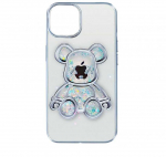 iLike Apple iPhone 13 Silikoninis dėklas Print Desire Bear Sidabrinis