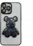 iLike Apple iPhone 15 Pro Silikoninis dėklas Print Desire Bear Juodas
