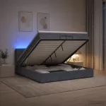 Otmana lova su matracsu ir LED Tamsiai pilka 200 x 200 cm