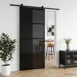 Slankios durys 90 x 205 cm Grūdintas stiklas ir aliuminis