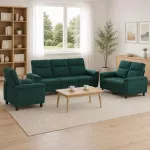 Sofa Sofos komplektas 3 vnt. Tamsiai žalia Audinys