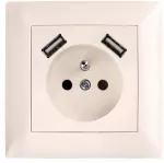 Toolight Viengubas Lizdas Su Įžeminimu + 2x Usb-a Oste Jnh003-g rusvai gelsvas