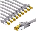 Goobay RJ45 kabelis krosowy CAT 6A S/FTP (PiMF), 500 MHz, su CAT 7 kable surowym, 1 m, pilka, komplektas 10 - Długość kabla 1 m