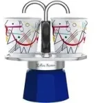 Bialetti MINI EXPRESS Rinkinys Kandinsky mėlyna / Rinkinys: dzbanek fontannowy do mokki (90 ml) + 2x kubek (Wassily Kandinsky)