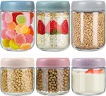 Vitever 6 stiklainių rinkinys avižoms per naktį, 300&ndash;500 ml konservavimo stiklainiai su užsukamu dangteliu salotoms, čatniams, jogurtui, pudingui, naminei uogienei, kavos pupelėms, prieskoniams