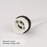 Dicuno Gu10 lizdas su 15 cm maitinimo laidu ir antgaliais, keraminis pagrindas, Vde, ugniai atsparus renovacijos lizdas, 0,75 mm&sup2; kabelis, 300 W 250 V, atsparus kar&scaron;čiui iki 600 &deg;c, 6 vnt.