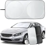 Automobilinis saulės skydelis priekiniam stiklui, apsauga nuo saulės, sulankstomas, universalus, skirtas automobiliams, apsauga nuo uv spindulių, įvairių dydžių automobiliams (150 x 70 cm)