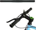 Loevelosi vienos pavaros plok&scaron;čias juodas vairas 38 cm trumpas aliumininis plok&scaron;čias vairas, skirtas fixie vienos pavaros dviračiams, tiesus fixy vairas