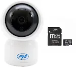 PNI IP390T 1080P vaizdo stebėjimo kameros komplektas su PTZ WiFi H264+MicroSD atminties kortele PNI 128GB su SD adapteriu