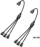 Gintooyun 2 vnt. 1 į 3 Argb skirstytuvo kabelis, 12 V, 4 kontaktų moteri&scaron;ka jungtis į tris Sm 4 kontaktų vyri&scaron;kas adresinius Rgb skirstytuvo kabelius, skirtas Led &scaron;viesos juostoms, 12 V Argb ventiliatoriui, kompiuterių korpusams ir kt. (30 cm) (style 6)
