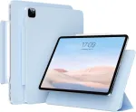 Jksml Magnetinis dėklas, skirtas Ipad Pro 11 colių M4 (2024), plonas trigubas sulankstomas stovas, palaiko Pie&scaron;tukas Pro/usb-c ir automatinį miego/budėjimo režimą, neslystantis ir atsparus įbrėžimams Pu odos, žydros spalvos