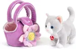 Trousselier Katė mai&scaron;elyje, violetinė Trudi | pliu&scaron;iniai žaislai rankinėje. Madinga dovana | 12x20x20cm dydis Xs | Fashion Pets | modelis 29729
