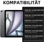 Vobafe klaviatūros dėklas, skirtas Ipad Air 13 colių 2025 M3/2024 M2, Ipad Pro 12.9 (3rd 4th 5th 6th Gen), Qwertz klaviatūra su multi-touch valdymo skydeliu, 7 spalvų ap&scaron;vietimas, lengva priežiūra, su ra&scaron;iklio laikikliu, juodas
