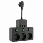 Toolight Maitinimo Lizdų Blokas 3 Lizdai + 3x Usb-a + Usb-c Jnh018 Juodas