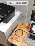 Usb-c į B tipo spausdintuvo ir Midi kabelis, 1m, juodas