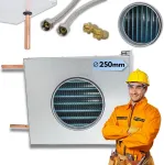 Vandens &scaron;ildytuvas ortakiams &Oslash; 250 mm Rekuperacija + Jungtys + Žarnos, Skarda