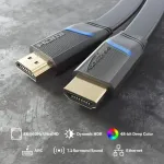Kabeldirekt plok&scaron;čias Hdmi kabelis - 1m - 4k@60hz (plok&scaron;čias kabelis mar&scaron;rutizavimui - papildomas varis iki 18gbps Hdmi 2.0 standartui, didelis greitis su Ethernet, Blu-ray/ps5/XBOX/switch, juodas)