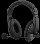 DELTACO USB stereo ausinės, 40 mm, 32 omų, 20Hz-20kHz, 96dB &plusmn; 3dB, juodos / HL-57