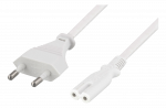 Neįžemintas maitinimo kabelis DELTACO CEE 7/16 iki IEC 60320 C7, 1m, max 250V/2.5A, baltas / DEL-109JA