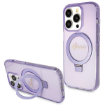 Apple iPhone 13 Pro Max Guess dėklas Ring Stand Script Glitter MagSafe (GUHMP13XHRSGSU) violetinės spalvos