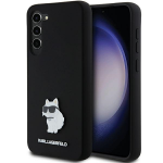 Samsung Galaxy S23 Plus Karl Lagerfeld silikoninis dėklas Choupette Metal Pin (KLHCS23MSMHCNPK) juodos spalvos