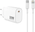 Sinox Beslag Sinox PRO sieninis įkroviklis USB-C PD 20W su Lightning kabeliu. Baltas, vidaus, AC, 2 m, baltas