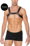 Ouch By Shots Kiotos Leather Bulldog Harness S/M - Adjustable Buckle System, Juodas