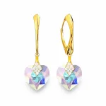 Diamond Sky Jewelry Sidabriniai auskarai moterims DiamondSky &bdquo;Cute Valentine (Aurora Borealis)&ldquo; su Swarovski kristalais
