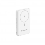 Powerbank Wozinsky WLWP-10KA0Y3WS 22.5W PD Qi2 10000 mAh, su stoveliu, 1x USB-A, 1x USB-C – baltos spalvos