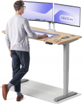 Elektrinis Reguliuojamo: Auk&scaron;čio stalas Desktronic HomePro Bambukas/Pilkas, 140x70cm, Dvigubas motoras, USB ir USB-C įkrovimo lizdai