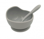 BABY 01138 Silikoninis dubuo su siurbtuku ir &scaron;auk&scaron;tu Pilka